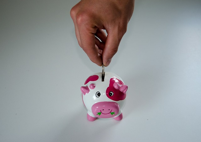 豚の貯金箱へ貯金